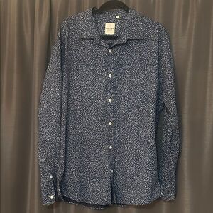 Holton Blue Patterned Casual Button-Down Shirt